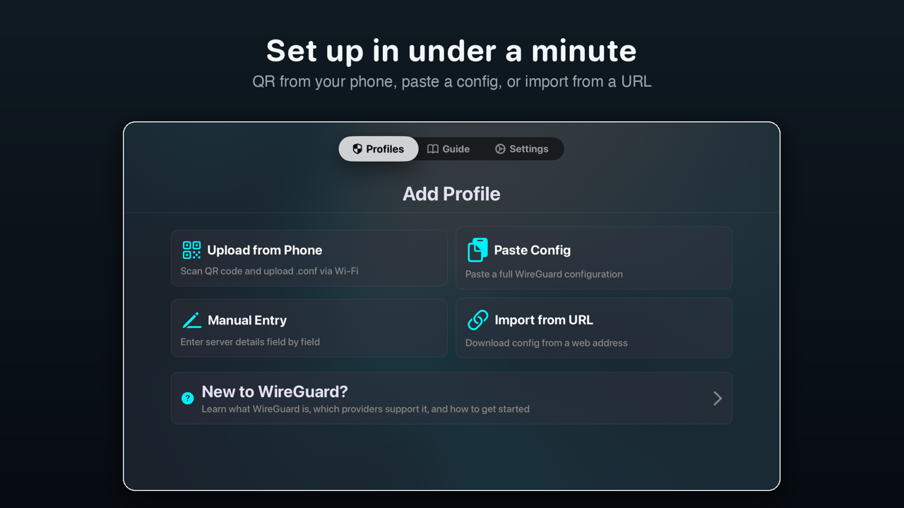 Set up in under a minute